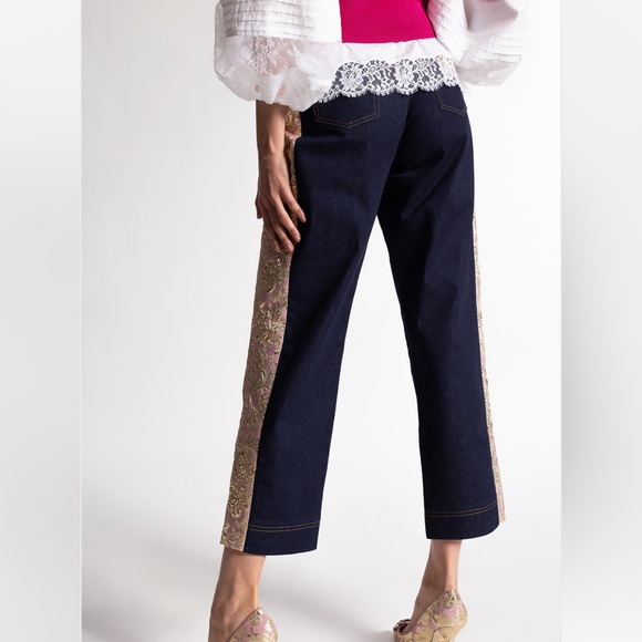 Dolce & Gabbana Italy 50 XXL 14 pink gold jacquard jeans NWT $1345 - Picture 3 of 11